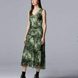 Simply Vera Wang Green Midi Dress NWT